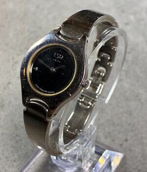 ESQ Esquire Swiss Women's Watch 25mm Vintage Silver Tone Black Dial 6" Working